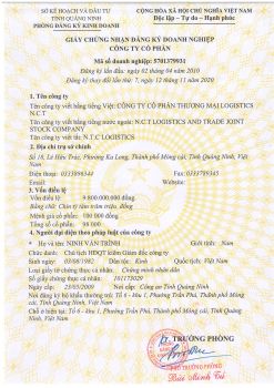 HỒ SƠ PHÁP LÝ - CÔNG TY CỔ PHẦN THƯƠNG MẠI LOGISTICS N.C.T